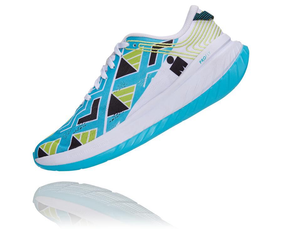 Hoka Australia One One Ironman Kona Carbon X - Womens Running Shoes Blue/White - HSMRU-7083